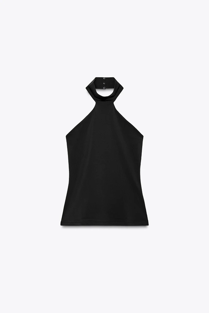 POLYAMIDE HALTER TOP