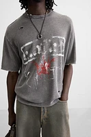 WASHED PRINT KNIT T-SHIRT