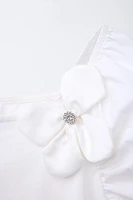 SATIN FLOWER COMBINATION T-SHIRT