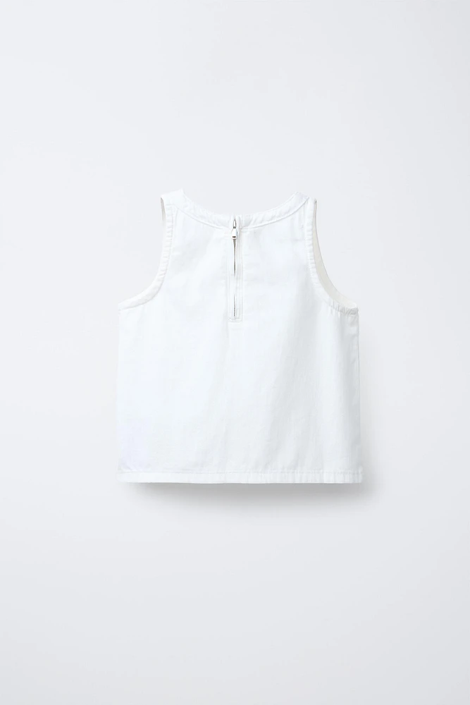 TOP SANS MANCHES ZIP