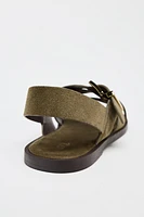 FLAT SUEDE STRAP SANDALS