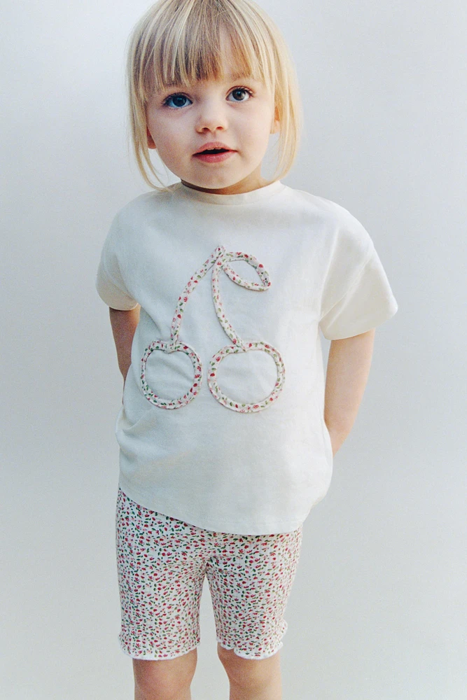 JOGGING SET CYCLING RIB T-SHIRT AND LEGGINGS