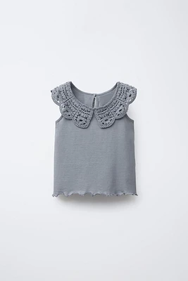 CROCHET COLLAR T-SHIRT