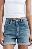 TRF HIGH-WAISTED MOM FIT DENIM SHORTS