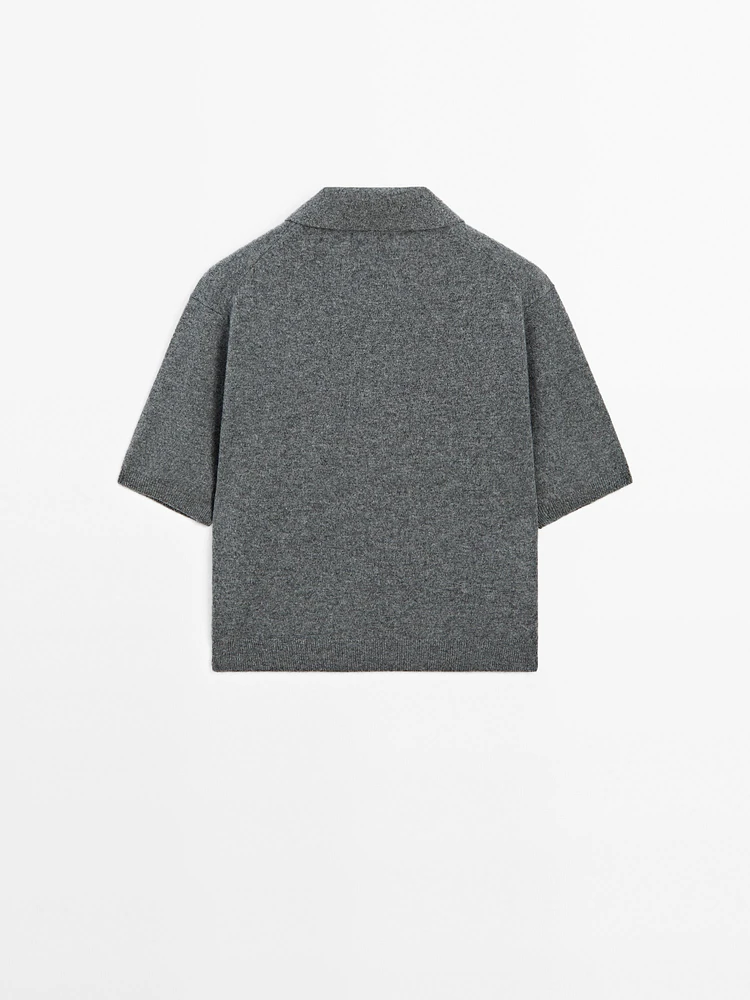 Pull en maille 100 % cachemire à manches courtes