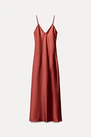 SATIN EFFECT MIDI DRESS