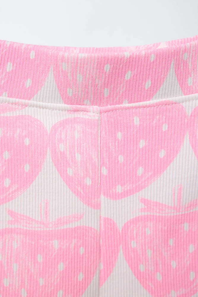 PLAIN T-SHIRT AND PRINTED BIKE SHORTS SET