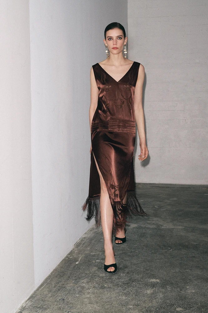ZW COLLECTION EMBROIDERED FRINGE DRESS