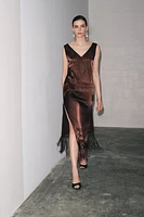 ZW COLLECTION EMBROIDERED FRINGE DRESS