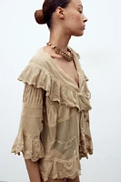 TOP TULLE BRODÉ À VOLANTS