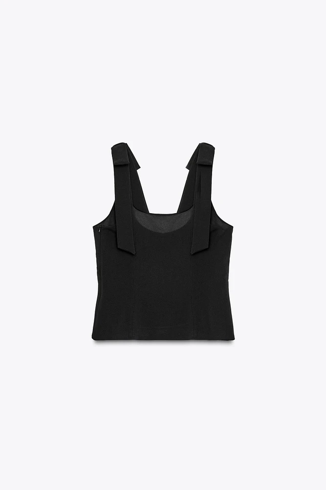 BOW DETAIL STRETCH TOP