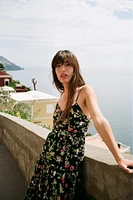 PRINTED MIDI DRESS WITH OPENWORK EMBROIDERY