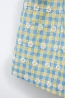 ROBE À CARREAUX VICHY ET FLEURS