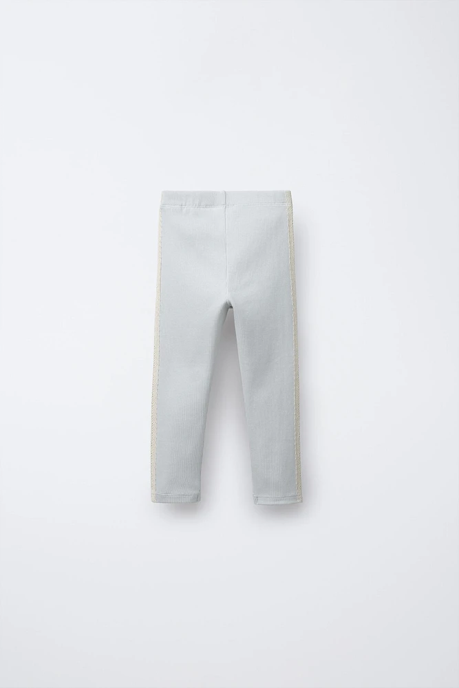 LEGGING RIB BANDE DENTELLE