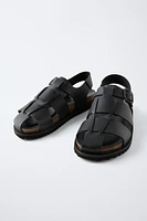 LEATHER CAGE SANDALS