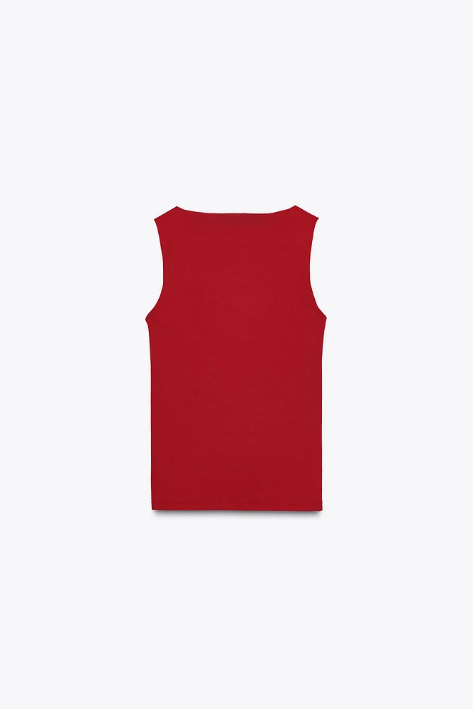 WIDE STRAP POLYAMIDE TOP