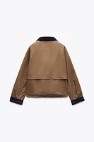 CONTRAST COLLAR WAXED JACKET