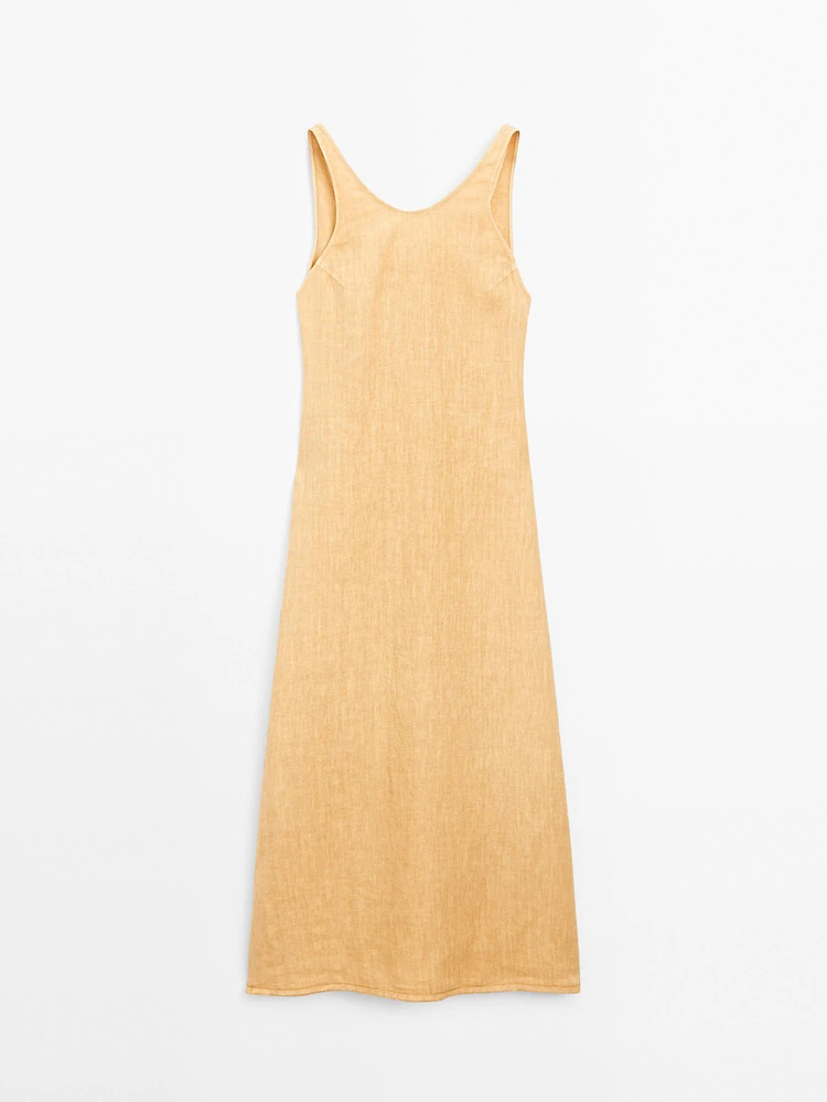 Long 100% linen halter dress