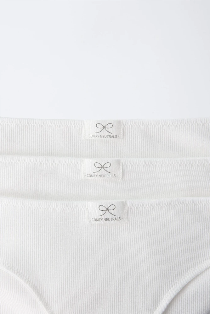 AGES 6-14/ THREE-PACK OF RIBBED LABEL BRIEFS