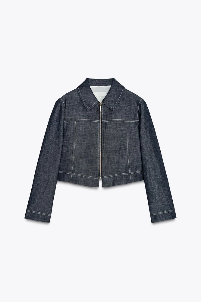 VESTE COURTE SURPIQÛRES CONTRASTE