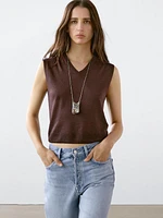 100% linen melange knit vest