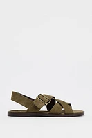 FLAT SUEDE STRAP SANDALS