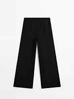 Linen blend trousers with elastic waistband