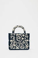 EMBROIDERED DETAIL RIGID DENIM CITY BAG