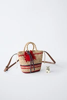 RAFFIA CROSSBODY BAG WITH CRAB CHARM