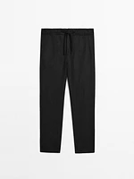 100% linen jogger trousers