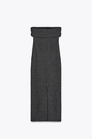TEXTURED BANDEAU MIDI DRESS