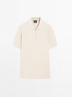 Cotton knit quarter-zip polo shirt