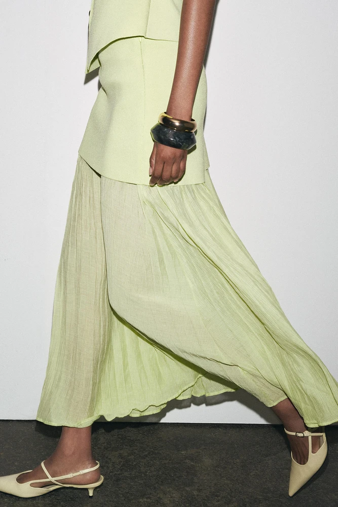 MIXED PLEATED KNIT SKIRT