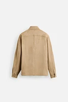 LIGHTWEIGHT FAUX SUEDE OVERSHIRT