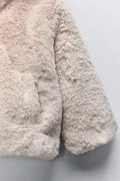 HOODED FAUX FUR JACKET