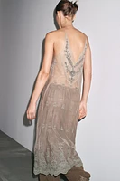 EMBROIDERED BEADED TULLE DRESS