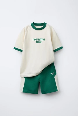 ENSEMBLE DE JOGGING T-SHIRT ET BERMUDA LISERÉS