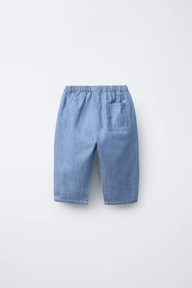 FLOWY BAGGY DENIM PANTS