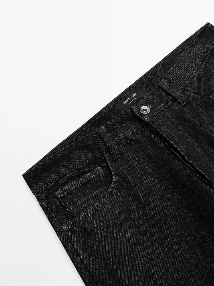 Tapered fit cotton selvedge jeans