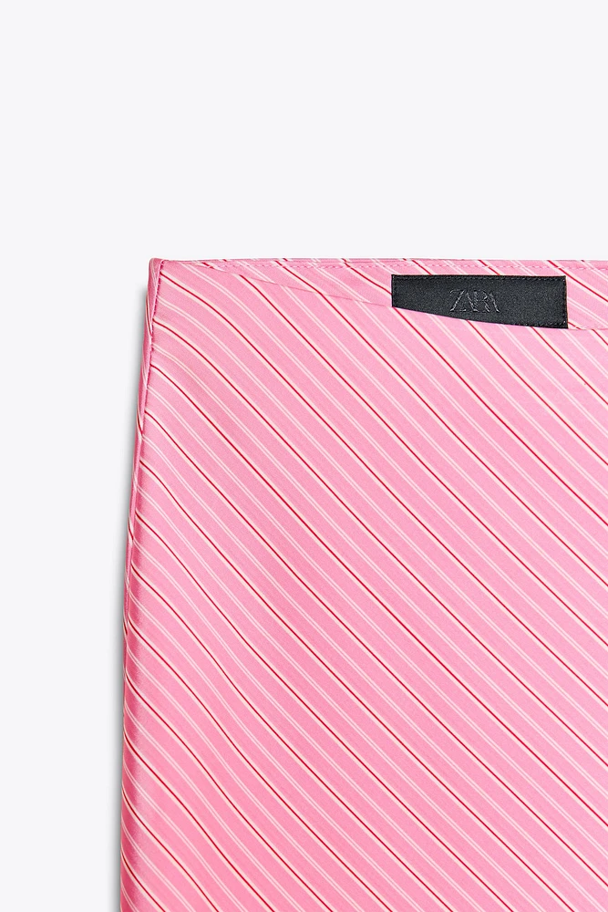 STRIPED SATIN MIDI SKIRT