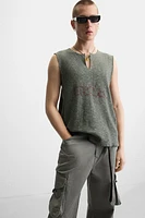 T-SHIRT TANK EN MAILLE À IMPRIMÉ DÉLAVÉ