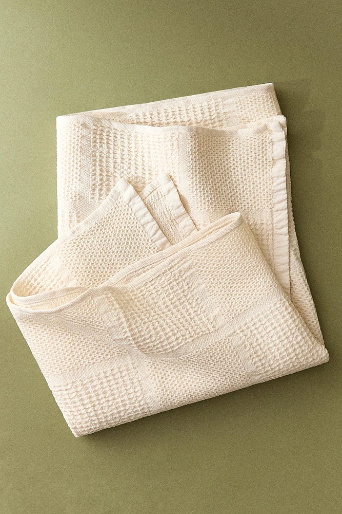 WAFFLE-KNIT COTTON KITCHEN TOWEL