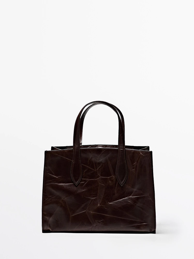 Crackled nappa leather mini bag