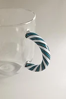 BOROSILICATE GLASS MUG WITH A SPIRAL HANDLE