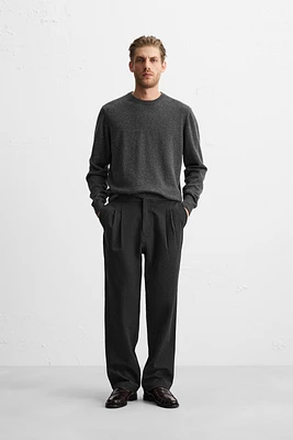 PLEATED VISCOSE BLEND PANTS