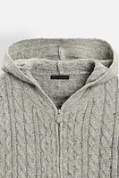 HOODED TEXTURED CARDIGAN