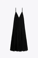 EMBROIDERED GAUZE MIDI DRESS