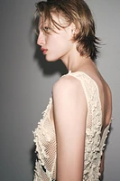 BEADED TEXTURED COMBINATION DRESS