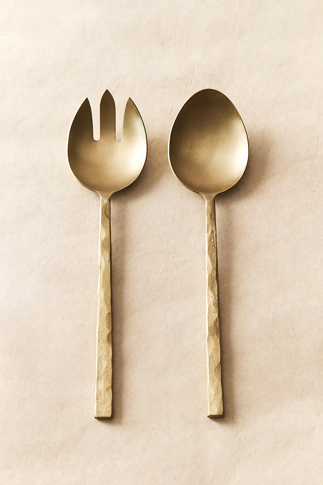HAMMERED SALAD FLATWARE SET (SET OF 2)