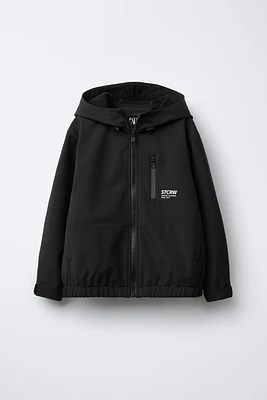 WATER REPELLENT TECHNICAL JACKET WITH HOOD